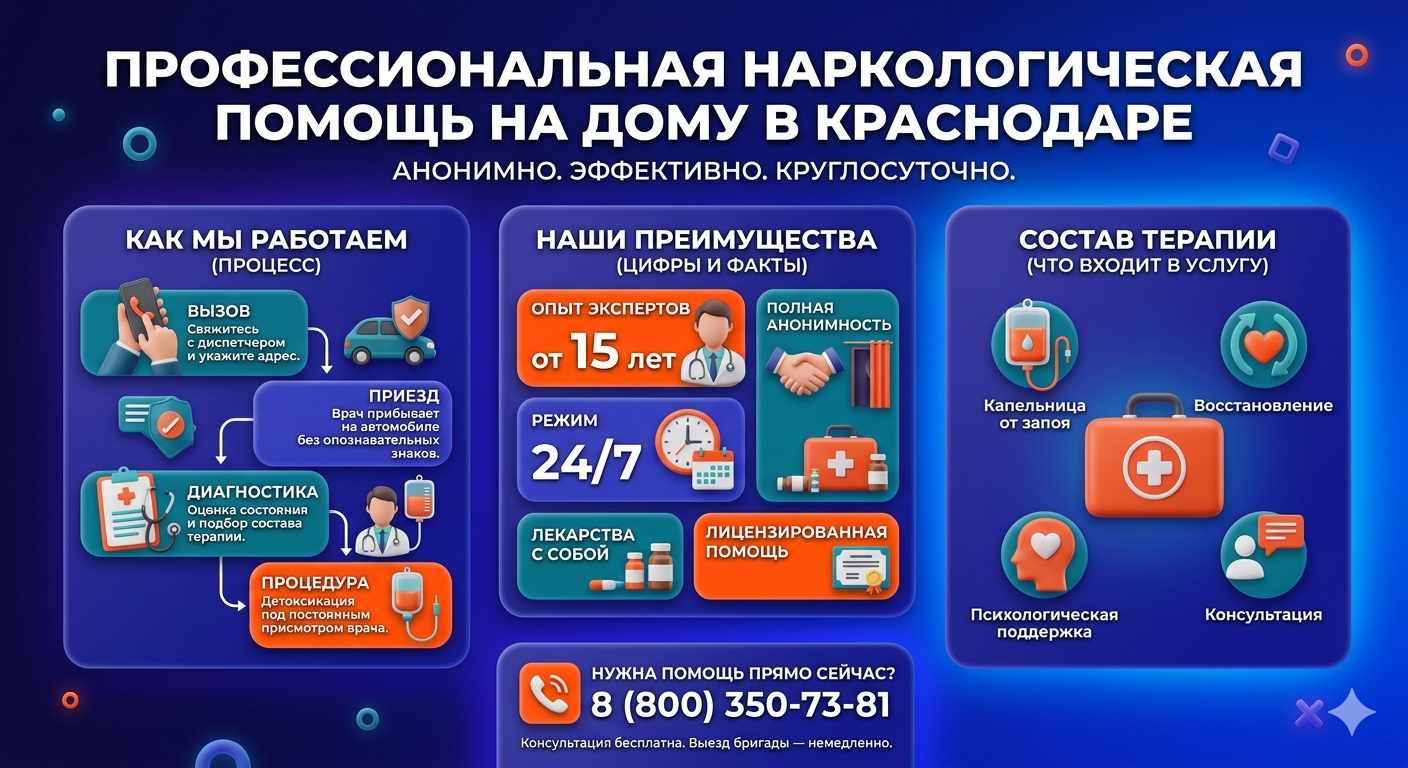 Инфографика о принципах лечения алкоголизма на дому в Луге: этапы вызова нарколога, преимущества анонимной детоксикации и состав медицинской помощи.